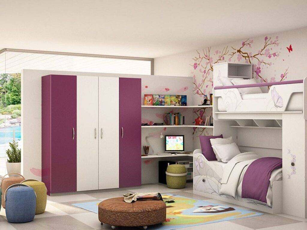 white and purple wardrobes